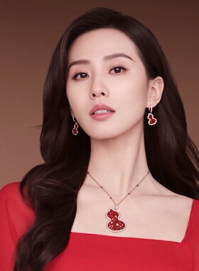 红色耳环镶钻葫芦耳饰2026马年新年喜庆秋冬新中式国风过年耳饰