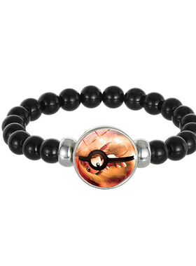 动漫周边皮卡丘主题黑色串珠手链弹力绳手串男女通用个性手饰