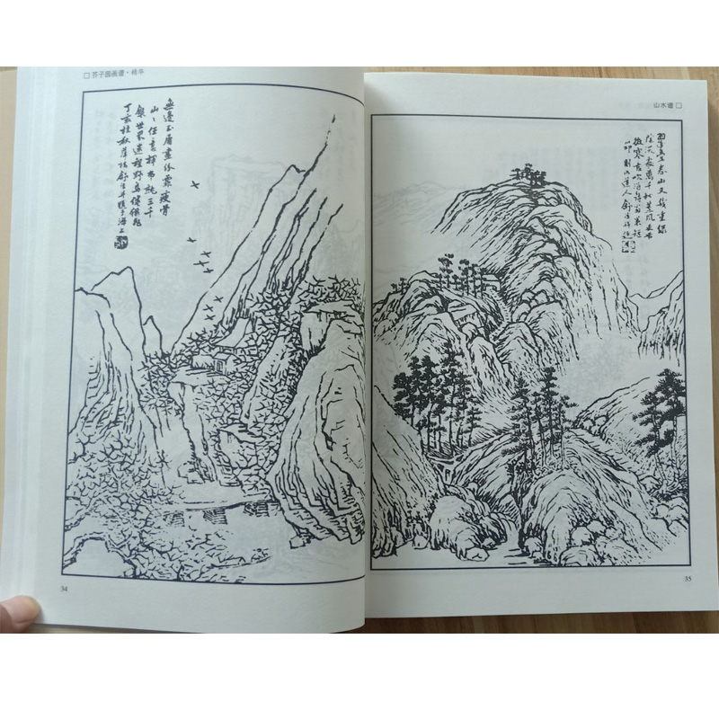 芥子园画谱 中国传世山水画写意花鸟画人物画名画工笔画国画书技法入门教材全集 艺术绘画 山水画 芥子园画传山水 山水书籍国画 - 图2