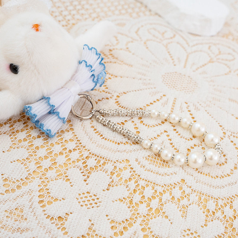 可爱淑女裙兔子钥匙扣挂件高档珍珠链小白兔玩偶背包挂饰包包挂链,淘宝优惠券,粉丝福利购,淘宝优惠卷
