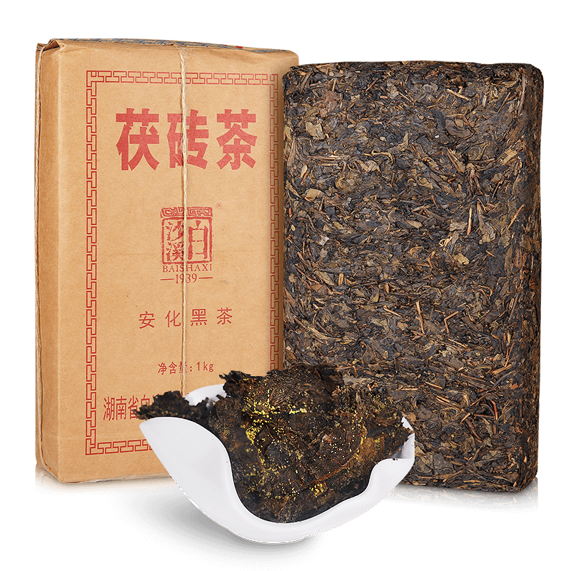 黑茶湖南安化正品白沙溪手筑金花茯砖茶无烟型原叶清香茯茶1kg_虎窝淘