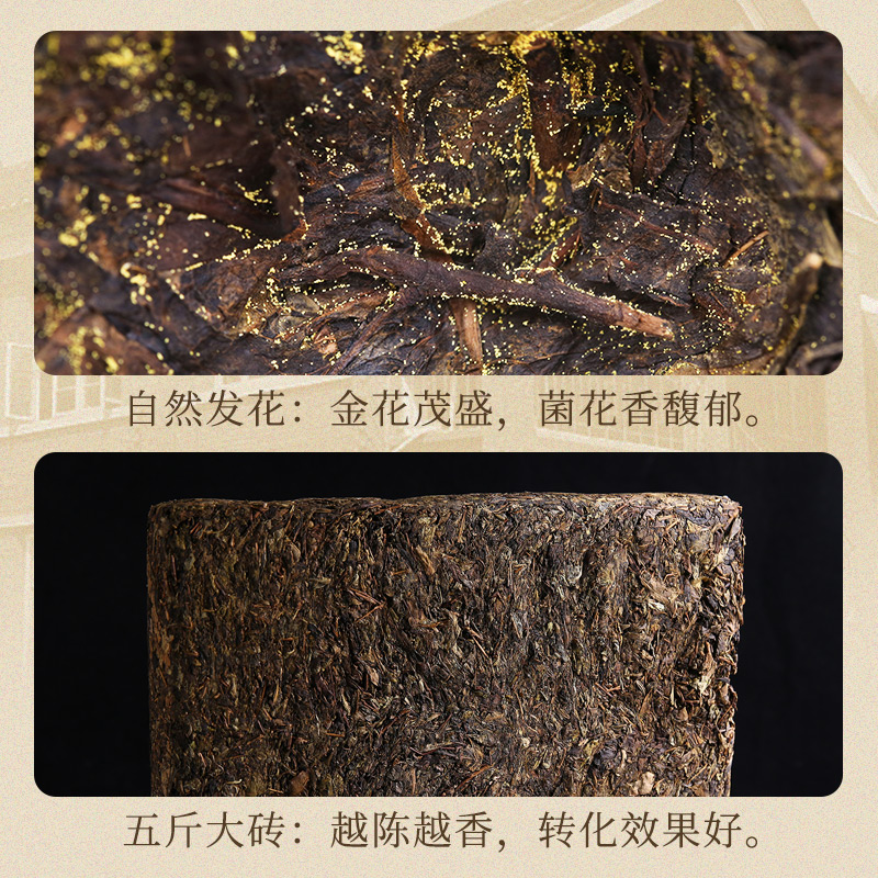 黑茶湖南安化正品白沙溪金花茯茶原叶清香手筑茯砖茶2.5kg大砖