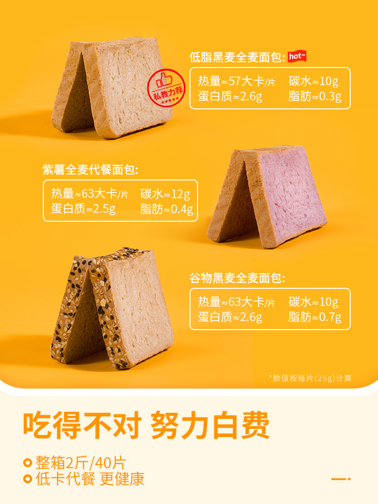 黑麦全麦糖精无油杂粮吐司代餐面包 碧翠园西式糕点