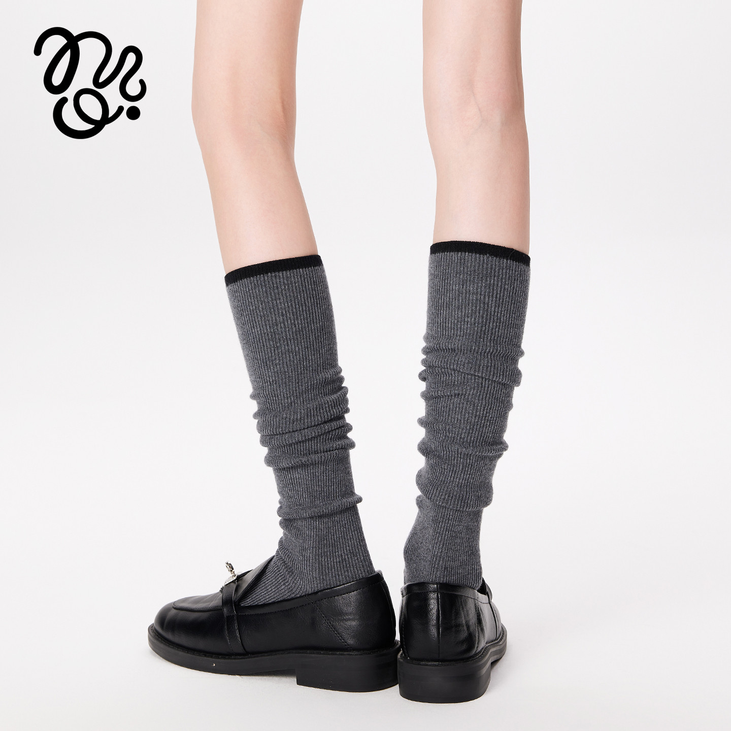 秋冬灰色长筒袜羊毛显瘦小腿袜条纹长袜撞色袜子女款搭配小皮鞋,淘宝优惠券,粉丝福利购,淘宝优惠卷