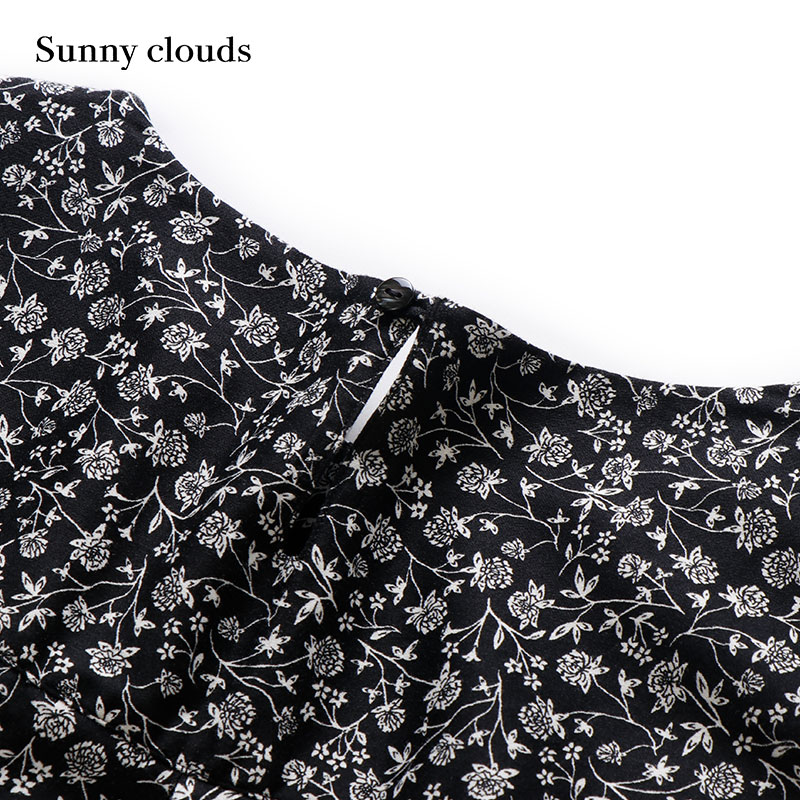 Sunny clouds Shuttle Notes日本面料 女式纯棉黑白印花罩衫 - 图1