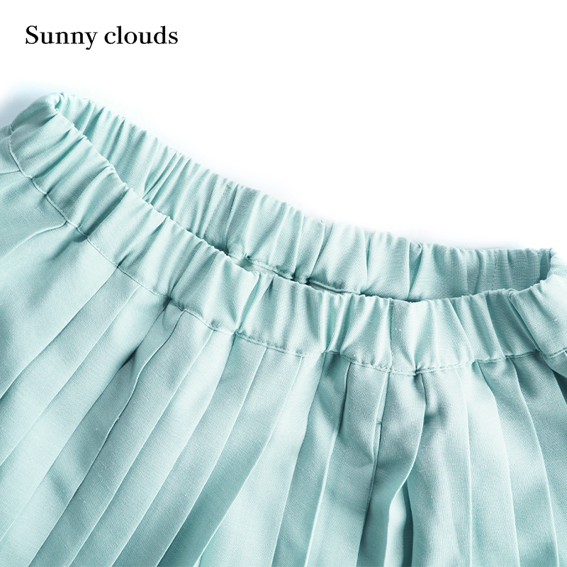 春季新品 桑妮库拉/Sunny clouds女式不对称百褶半身裙（薄荷绿） - 图1