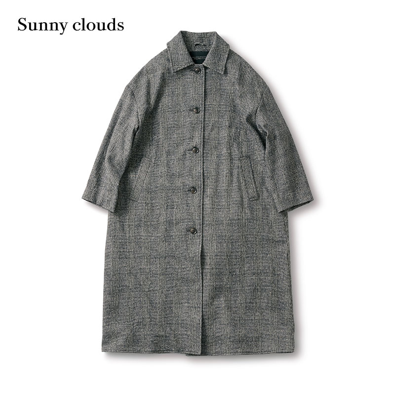 Sunny clouds Shuttle Notes日本面料 女式棉混缩绒格子大衣 - 图0