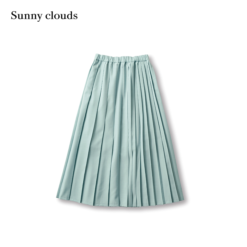 春季新品 桑妮库拉/Sunny clouds女式不对称百褶半身裙（薄荷绿） - 图0