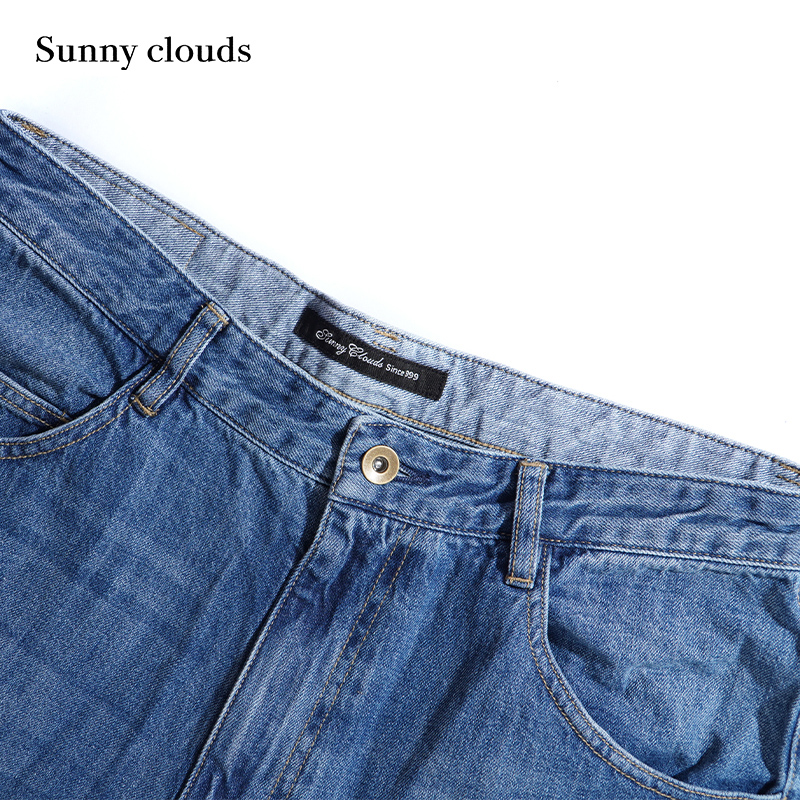 秋季新品 Sunny clouds 男式纯棉宽松漆点装饰牛仔裤直筒长裤秋冬 - 图1