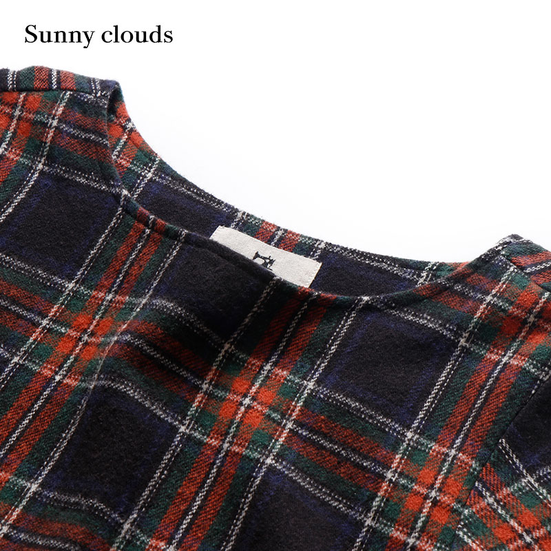 Sunny clouds Shuttle Notes日本面料 女式棉混红黑格子罩衫 - 图1