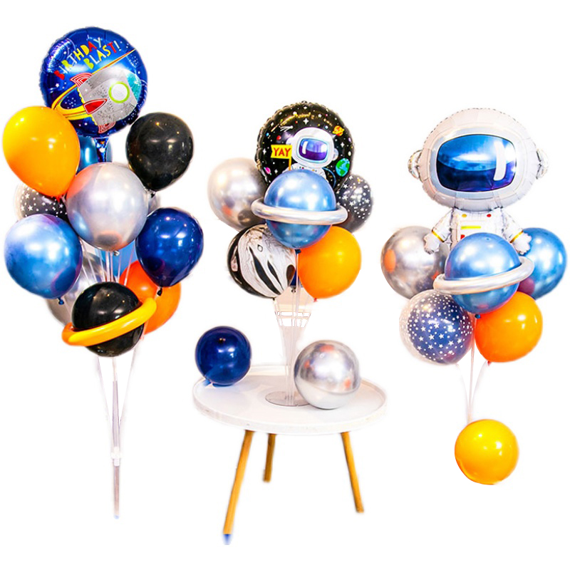 卡通宇航员太空主题气球桌飘地飘立柱儿童宝宝周岁生日派对装饰 - 图3