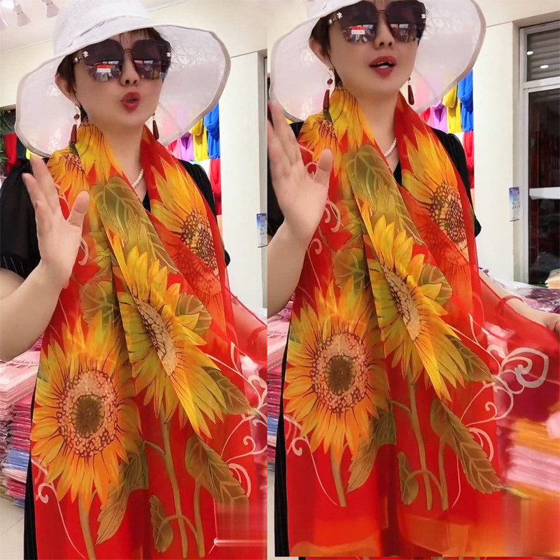 丝巾纱巾新款优柔纱秋冬长款女超大防晒披肩围巾两用印花长方形,淘宝优惠券,粉丝福利购,淘宝优惠卷