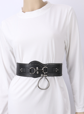 铆钉装饰哥特松紧腰封女