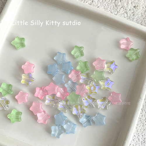 许愿星！春日限定玻璃琉璃洒金通孔散珠diy手工手链项链饰品配件 - 图2
