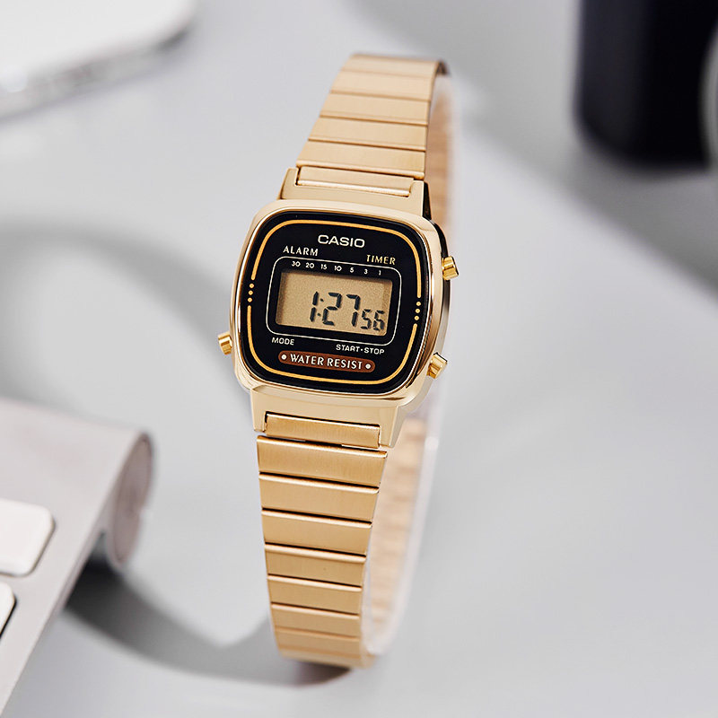 casio小方块女款小金表钢带手表 锦时亨海外日韩腕表