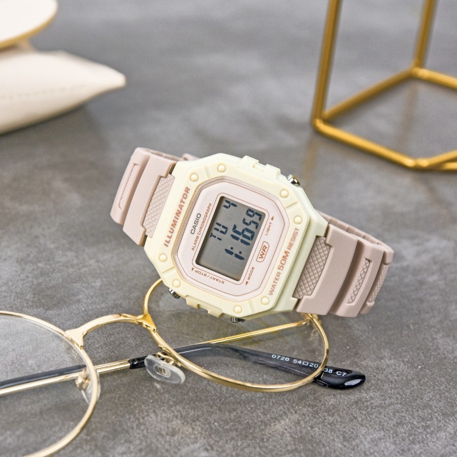 casio女粉色电子运动防水海外手表 锦时亨海外日韩腕表