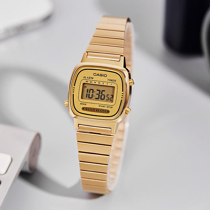 casio小方块女款小金表钢带手表 锦时亨海外日韩腕表
