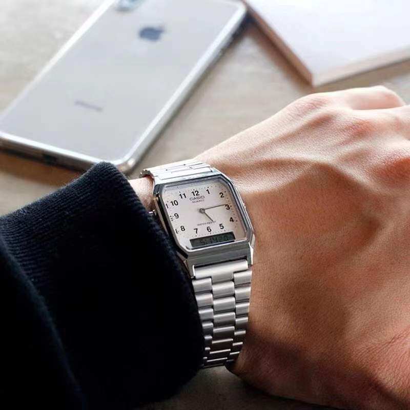 卡西欧aq230复古小方块小银表手表 锦时亨海外日韩腕表