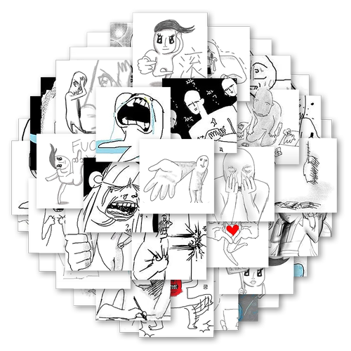 160张发疯表情包黑白手绘抽象趣味沙雕梗图背景手机壳平板贴纸diy - 图3