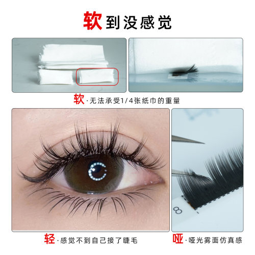 MTP扁毛下睫毛超软黑色MTP美睫店专用妈生自然款嫁接假睫毛 - 图1