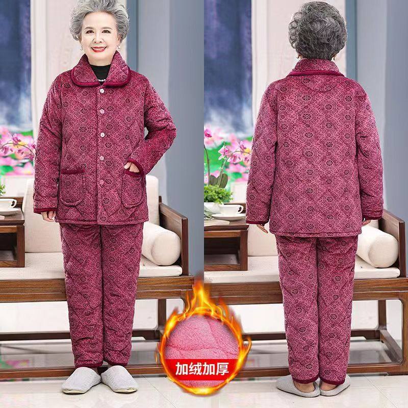 冬季老年珊瑚绒夹棉睡衣三层加厚加绒婆婆奶奶棉袄妈妈家居服套装,淘宝优惠券,粉丝福利购,淘宝优惠卷