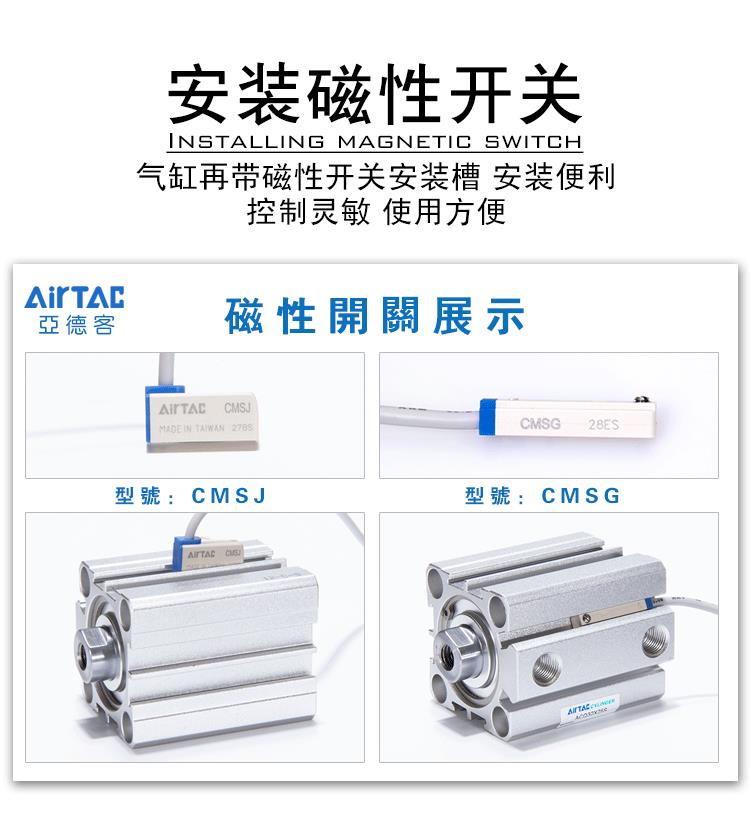 亚德客超薄气缸ACQ32/40/50/63*25/30/40X50X60X75/80/100外牙B/S - 图0