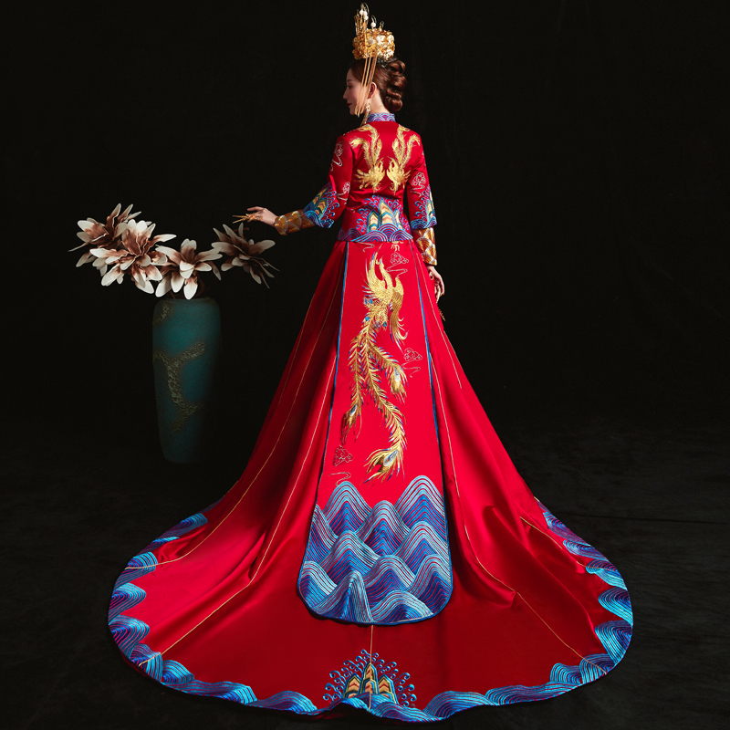 苏菲艾比旗舰店秀禾服新娘新款结婚礼服男女情侣套装中式婚纱古装拖尾龙凤褂1