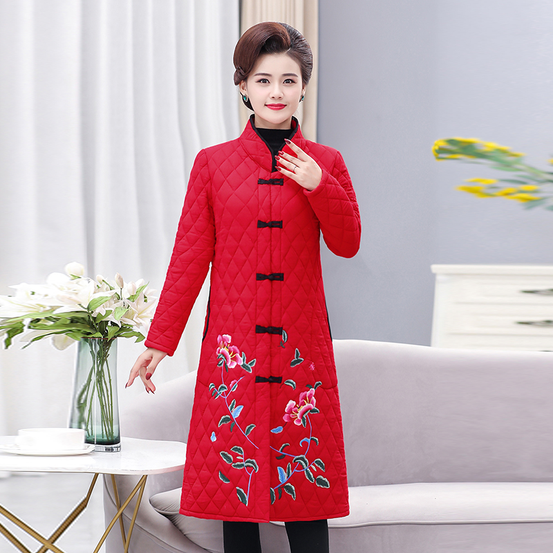 妈妈装中长款棉衣女 新款加厚盘扣外套加棉大码民族风上衣唐装 2020 妈妈装中长款棉衣女 新款加厚盘扣外套加棉大码民族风上衣唐装 2020