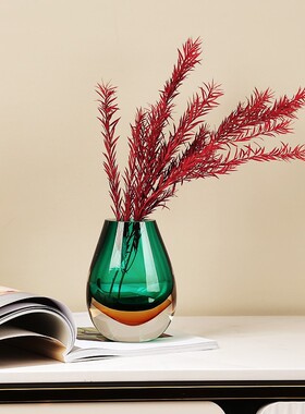 现代轻奢琉璃混彩花瓶酒店装饰品