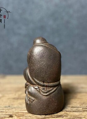 民俗禅意老铁器弥勒佛神像仿古铸铁大肚笑佛中式古典招财收藏摆件