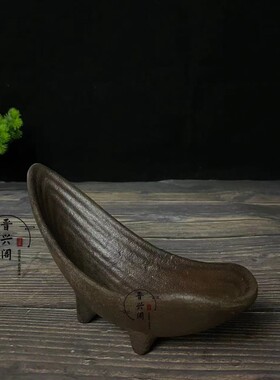 仿古铸铁玉米形水鱼老式油灯复古收藏煤油灯案头摆件摆设怀旧笔洗