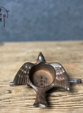 可爱香插铁麻雀家用酥油灯复古烛台民俗铸铁摆件老式油灯香器茶道