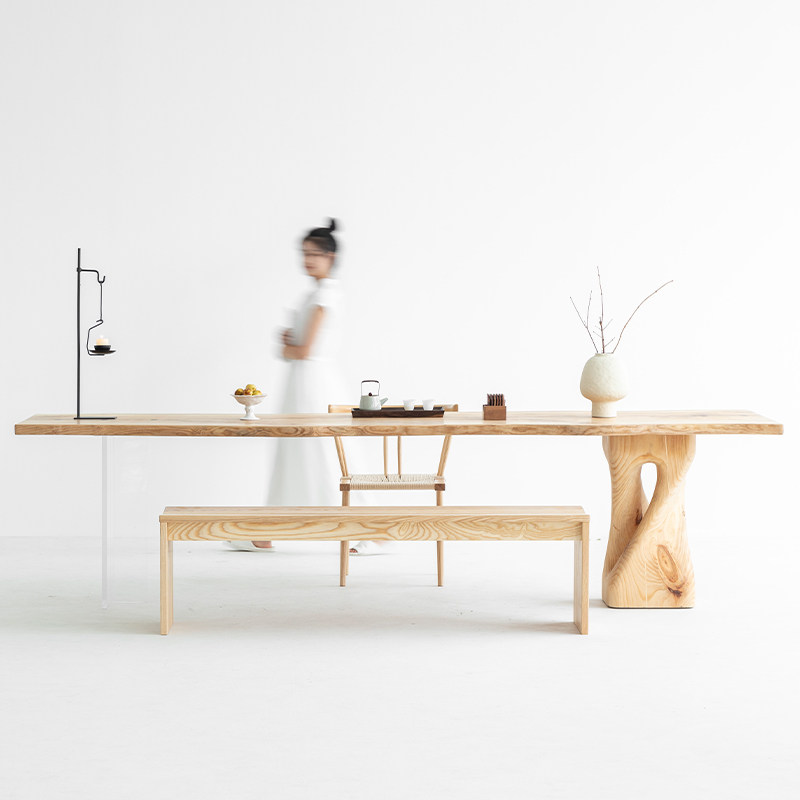 天外云 北美白蜡木原木大板桌面茶台侘寂风独板书桌自然边餐桌整,淘宝优惠券,粉丝福利购,淘宝优惠卷