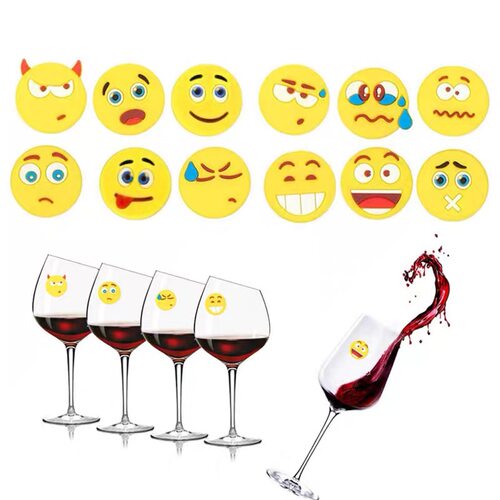新品QQ表情吸盘酒杯标记派对水杯识别器 Patty酒会红酒杯区分器 - 图1