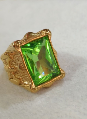 超大霸气祖母绿镶钳戒指男士戒指绿宝石老板大戒指 不掉色