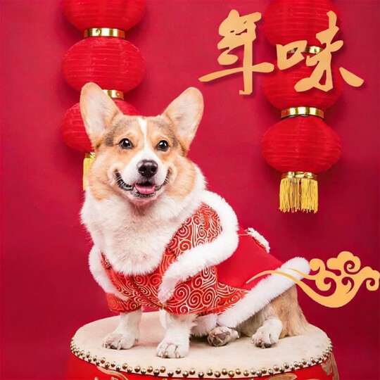 Dog Autumn and Winter Warm New Year's Clothes Festive Dog Clothes