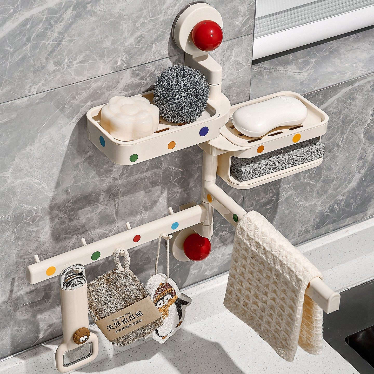 吸盘厨房置物架壁挂式多层收纳架免打孔抹布架储物神器壁挂香皂盒,淘宝优惠券,粉丝福利购,淘宝优惠卷