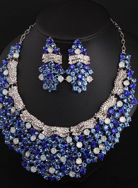 手工宝石礼服晚宴新娘项链耳环