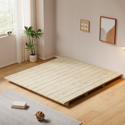 民宿全实木矮床架日式榻榻米防潮铺出租屋落地排骨无床头原木地台 - 图1