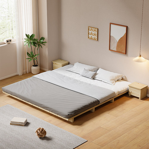 民宿全实木矮床架日式榻榻米防潮铺出租屋落地排骨无床头原木地台 - 图0