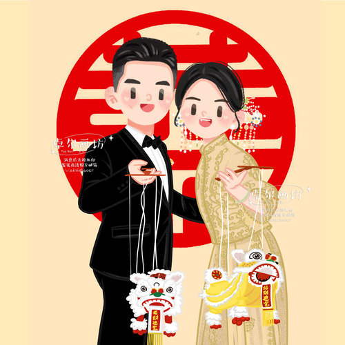 【童话风】强推款！婚礼请柬设计照片转手绘板绘插画情侣漫画约稿 - 图0