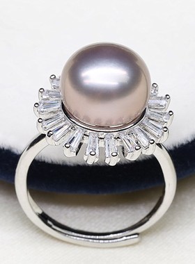 diy配件镀白金大戒托天然珍珠