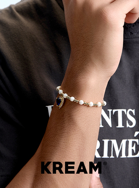 KREAM 金珠贝珠爱心手链男女同款潮流小众设计情侣首饰欧美嘻哈
