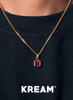 KREAM 925银彩色方钻吊坠男嘻哈女欧美潮流锁骨项链情侣百搭礼物