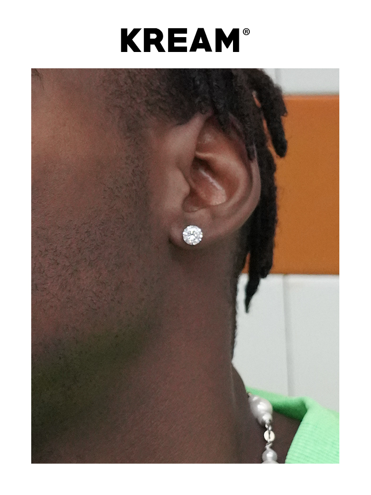 【潮WOO专属】S925 Zircon Earring纯银钻石耳钉男女hiphop锆石-图2