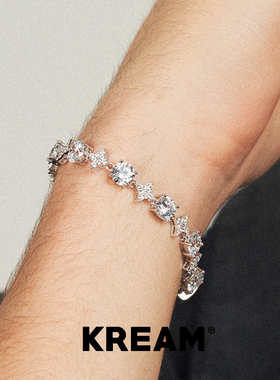 KREAM 超闪四芒星满钻锆石手链男嘻哈潮流