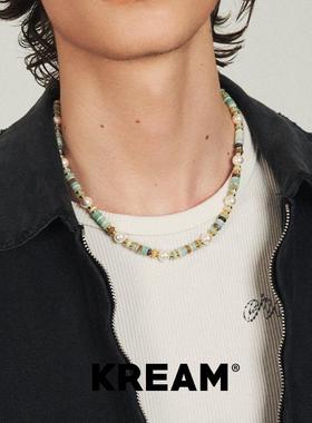 KREAM 玛瑙虎眼石彩色天然石串珠项链男锁骨链女小众个性毛衣链