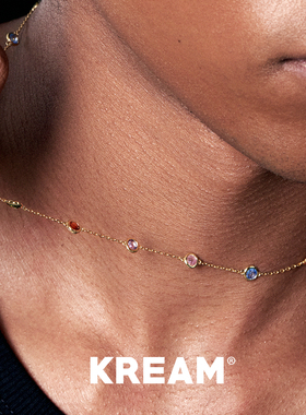 KREAM 925银镀金彩色锆石项链男嘻哈女锁骨链