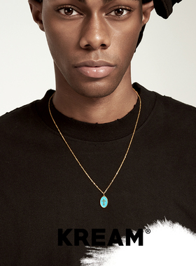 KREAM 椭圆绿松色滴油十字项链男嘻哈女同款欧美潮流小众