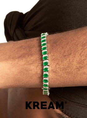 KREAM 椭圆沙漠绿钻手链男嘻哈女欧美潮流轻奢情侣手饰高级感礼物